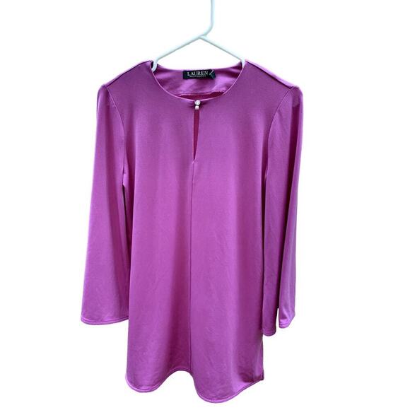 Lauren Ralph Lauren Purple Keyhole Neckline Long Sleeve Tunic Top Small - Picture 1 of 5